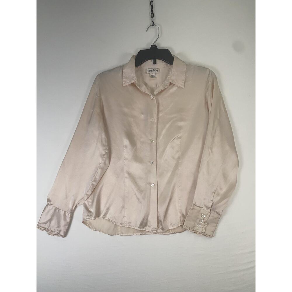 Tyler Böe Blouse Womens 6 White 100% Silk Button Front Long Sleeve Top